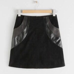 & Other Stories, Suede skirt with faux leather details